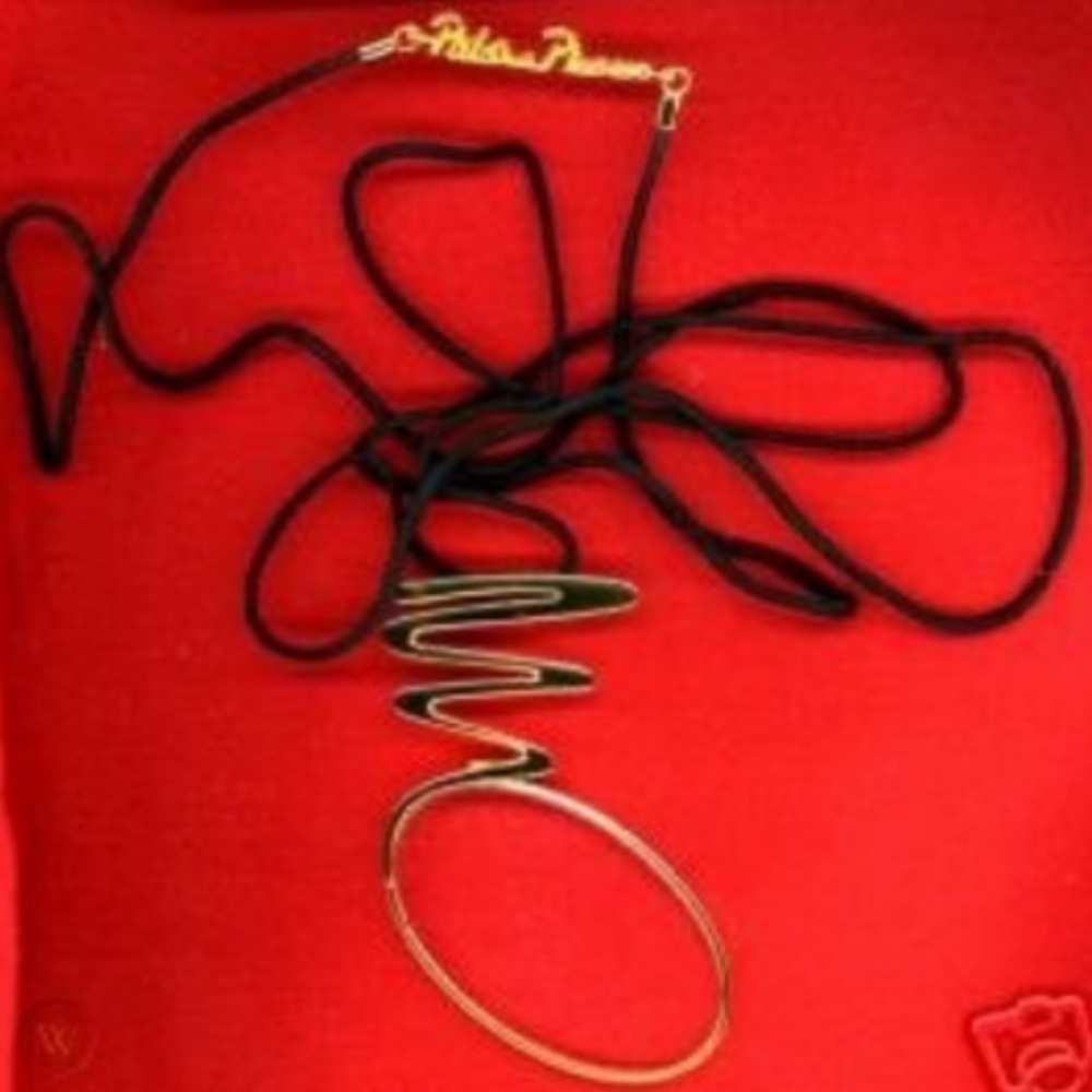 Gold Scribble Paloma Picasso Magnifying Glass Silk Cord Necklace